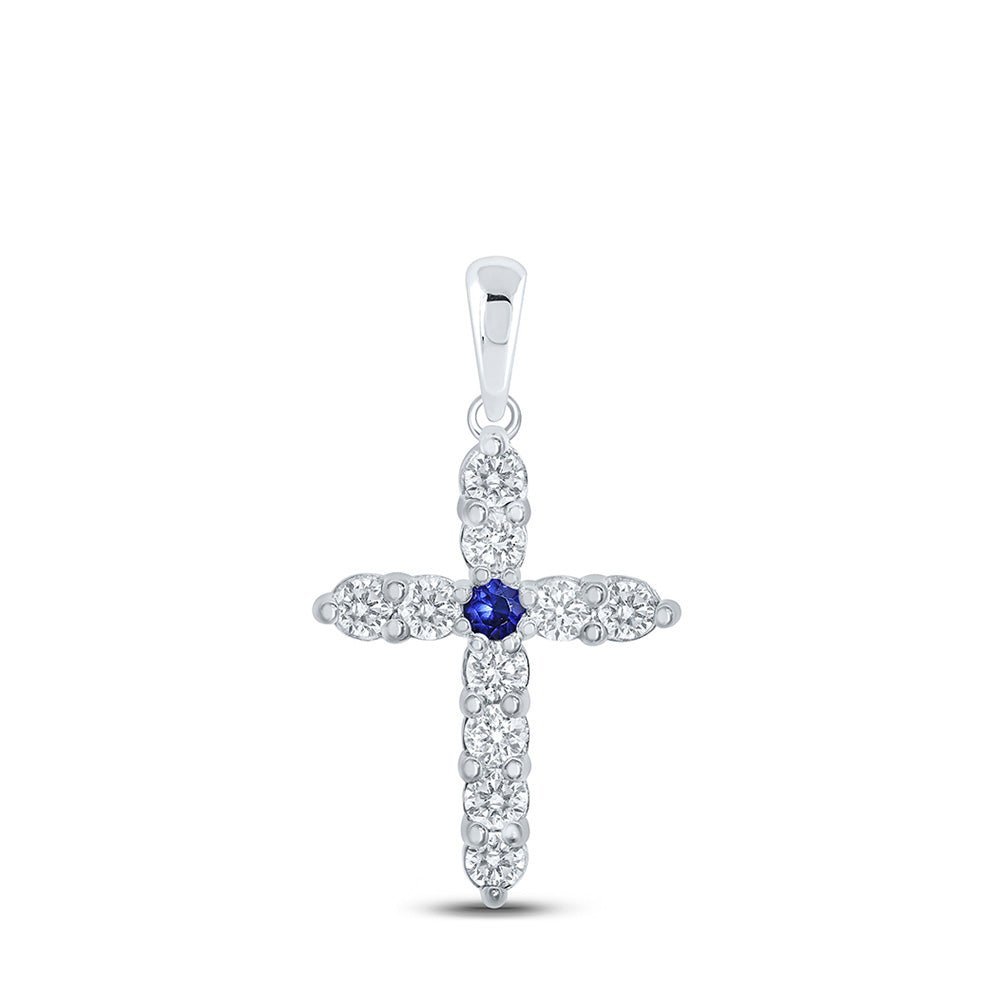 Captivating Blue Sapphire and Diamond Gemstone Cross Pendant - Splendid Jewellery