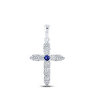 Captivating Blue Sapphire and Diamond Gemstone Cross Pendant - Splendid Jewellery