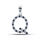 Captivating Blue Sapphire and Diamond Initial Pendant in 10kt White Gold - Splendid Jewellery