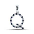 Captivating Blue Sapphire and Diamond Initial Pendant in 10kt White Gold - Splendid Jewellery