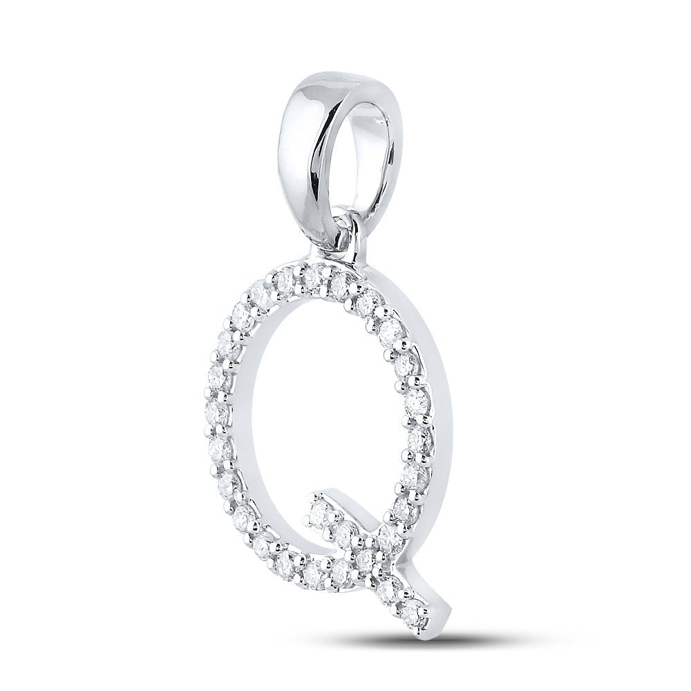 Captivating Blue Sapphire and Diamond Initial Pendant in 10kt White Gold - Splendid Jewellery