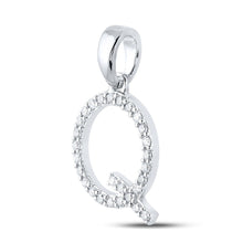 Load image into Gallery viewer, Captivating Blue Sapphire and Diamond Initial Pendant in 10kt White Gold - Splendid Jewellery