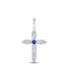 Captivating Blue Sapphire Diamond Cross Pendant - Splendid Jewellery