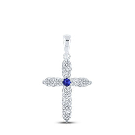 Captivating Blue Sapphire Diamond Cross Pendant - Splendid Jewellery