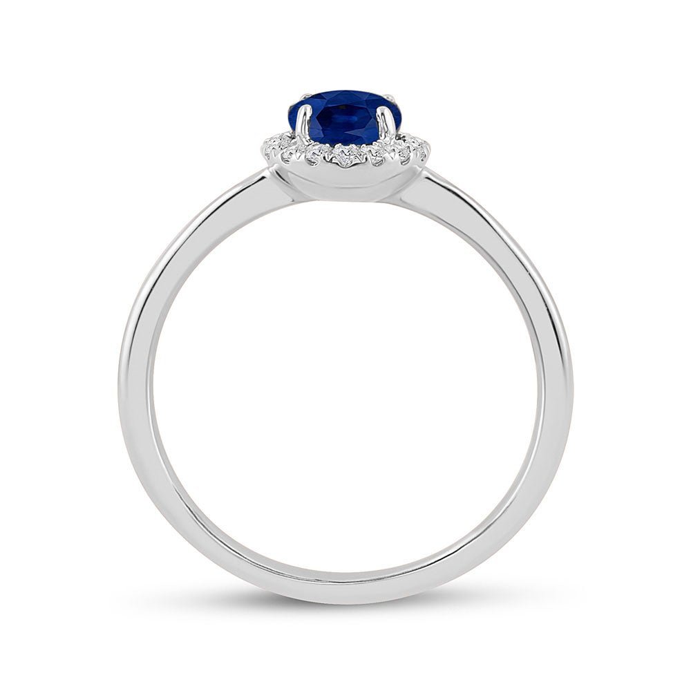 Captivating Blue Sapphire Diamond Halo Ring - Splendid Jewellery