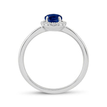 Load image into Gallery viewer, Captivating Blue Sapphire Diamond Halo Ring - Splendid Jewellery