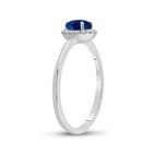Captivating Blue Sapphire Diamond Halo Ring - Second Side View