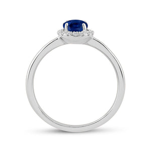 Captivating Blue Sapphire Diamond Halo Ring - Splendid Jewellery