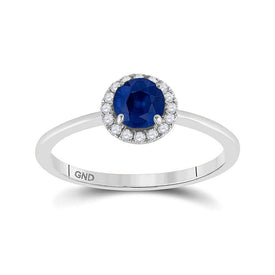 Captivating Blue Sapphire Diamond Halo Ring - Top View