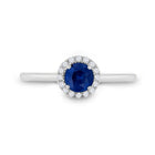 Captivating Blue Sapphire Diamond Halo Ring - Front View