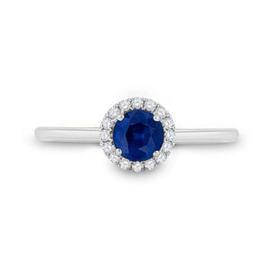 Captivating Blue Sapphire Diamond Halo Ring - Splendid Jewellery