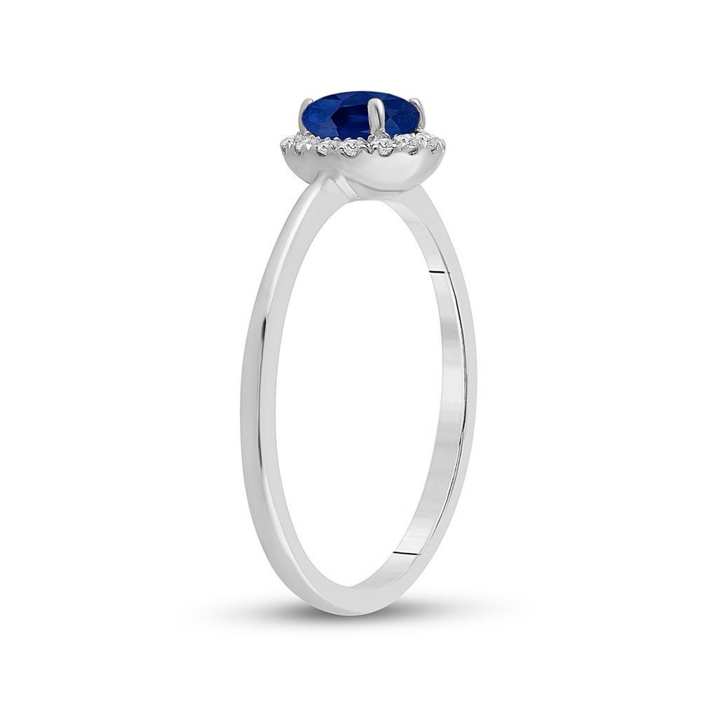Captivating Blue Sapphire Diamond Halo Ring - Splendid Jewellery