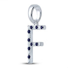 Captivating Blue Sapphire & Diamond Initial Pendant in 10kt White Gold - Splendid Jewellery
