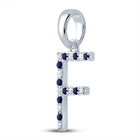 Captivating Blue Sapphire & Diamond Initial Pendant in 10kt White Gold - Splendid Jewellery