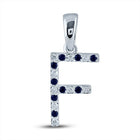 Captivating Blue Sapphire & Diamond Initial Pendant in 10kt White Gold - Splendid Jewellery