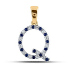 Captivating Blue Sapphire & Diamond Initial Pendant in 10kt Yellow Gold - Splendid Jewellery