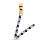 Captivating Blue Sapphire & Diamond Initial Pendant in 10kt Yellow Gold - Splendid Jewellery