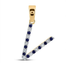 Captivating Blue Sapphire & Diamond Initial Pendant in 10kt Yellow Gold - Splendid Jewellery