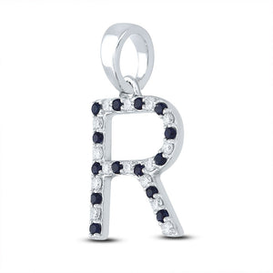 Captivating Blue Sapphire Initial Pendant in 10kt White Gold - Splendid Jewellery