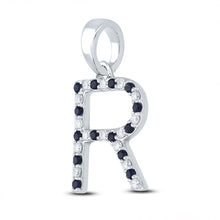 Load image into Gallery viewer, Captivating Blue Sapphire Initial Pendant in 10kt White Gold - Splendid Jewellery