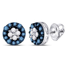Load image into Gallery viewer, Captivating Blue Sparkle Cluster Earrings  Side View from Splendid Jewellery