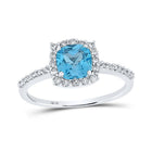 Captivating Blue Topaz Diamond Solitaire Ring in 10kt White Gold - Splendid Jewellery