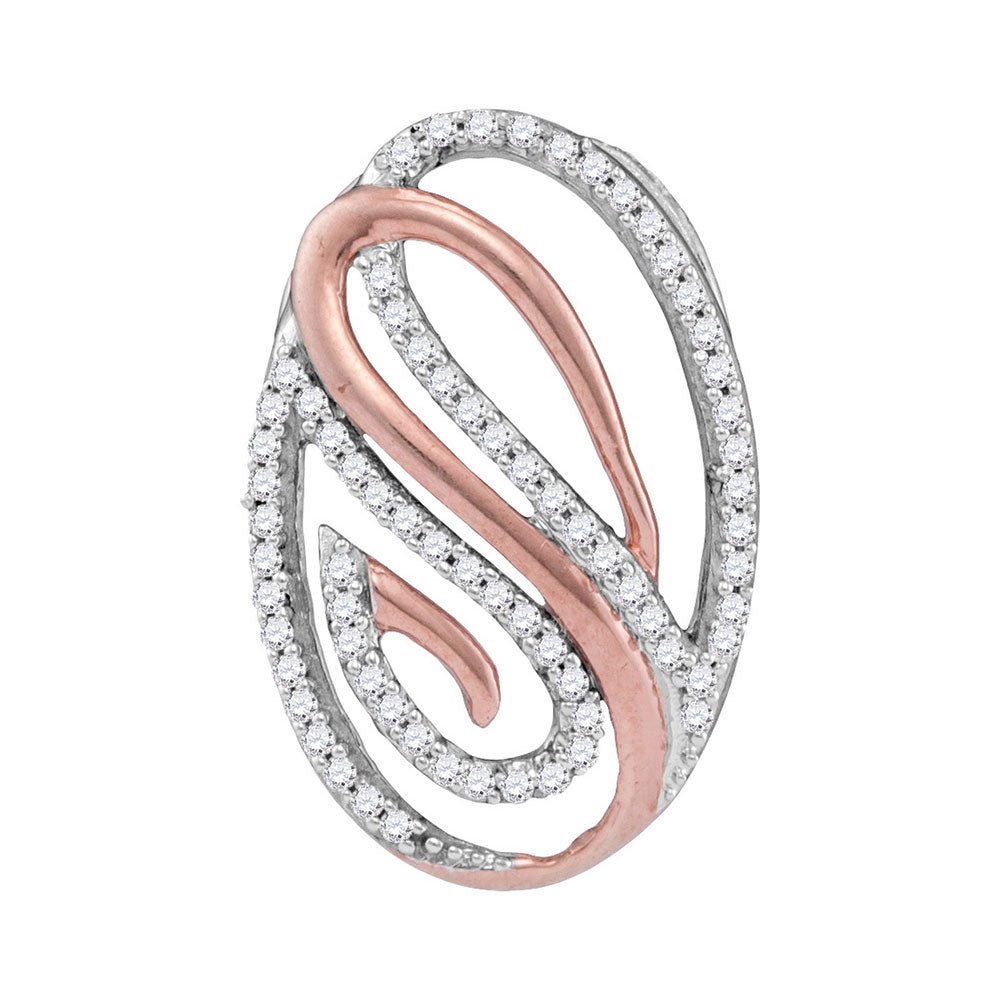 Captivating Brilliance: 10kt Two - tone Gold Round Diamond Oval Pendant - Splendid Jewellery