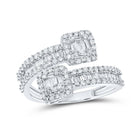 Captivating Brilliance | 10kt White Gold Baguette Diamond Square Bypass Cuff Band Ring 1 Cttw - Splendid Jewellery