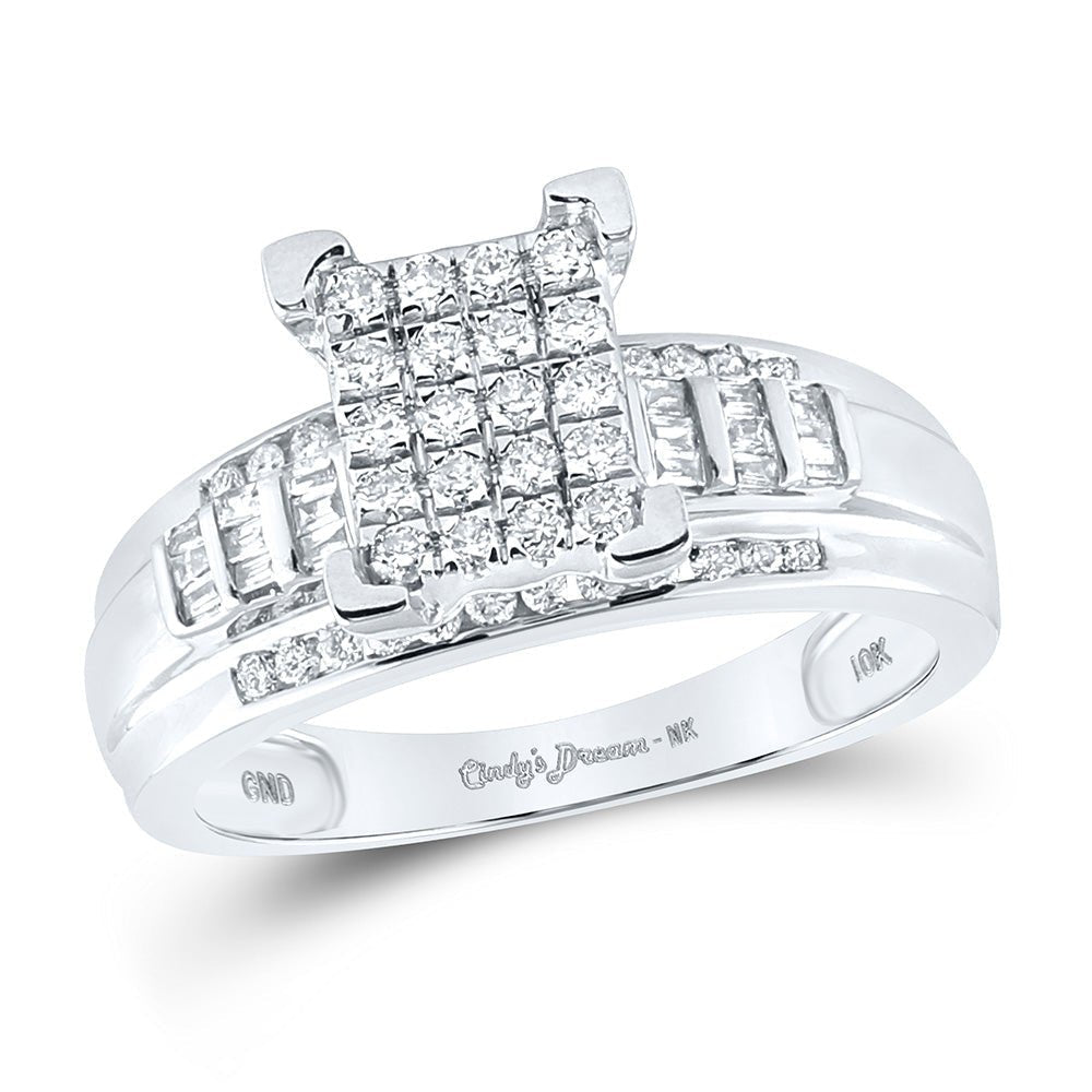 Captivating Brilliance: 10kt White Gold Diamond Cluster Bridal Wedding Engagement Ring - Splendid Jewellery