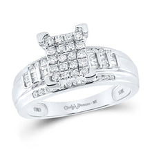 Load image into Gallery viewer, Captivating Brilliance: 10kt White Gold Diamond Cluster Bridal Wedding Engagement Ring - Splendid Jewellery
