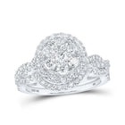 Captivating Brilliance: 10kt White Gold Diamond Cluster Bridal Wedding Ring Band Set 1 Cttw - Splendid Jewellery