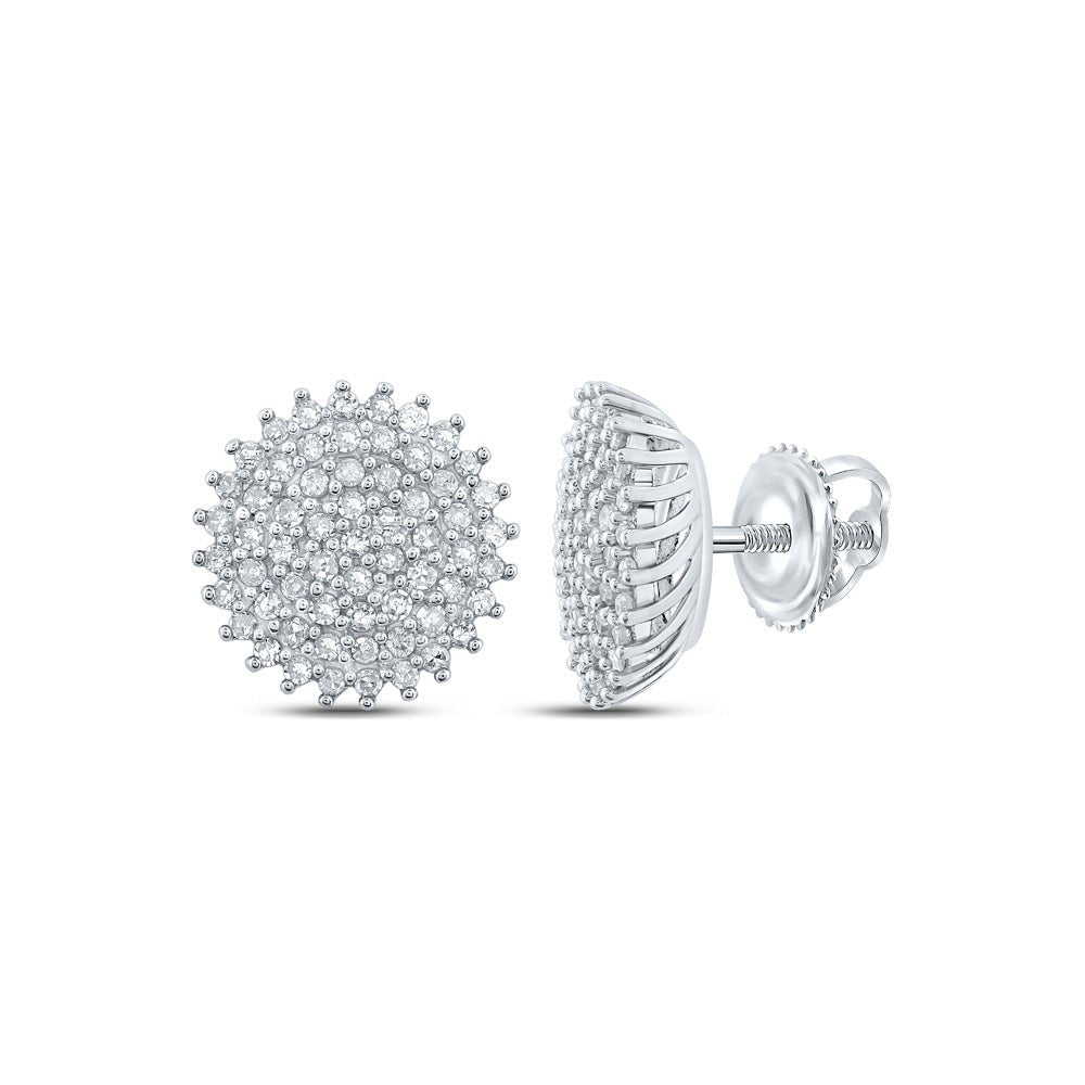 Captivating Brilliance: 10kt White Gold Diamond Cluster Earrings - Splendid Jewellery