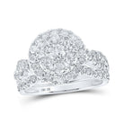 Captivating Brilliance 10kt White Gold Diamond Cluster Halo Bridal Wedding Ring Band Set - Splendid Jewellery