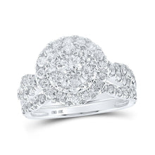 Load image into Gallery viewer, Captivating Brilliance 10kt White Gold Diamond Cluster Halo Bridal Wedding Ring Band Set - Splendid Jewellery