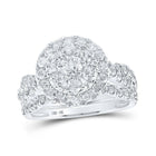 Captivating Brilliance 10kt White Gold Diamond Cluster Halo Bridal Wedding Ring Band Set - Splendid Jewellery