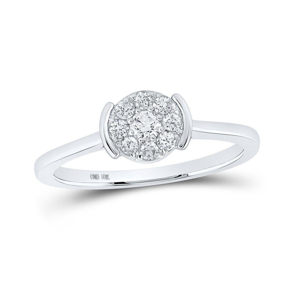 Captivating Brilliance: 10kt White Gold Diamond Cluster Ring 1/4 Cttw - Splendid Jewellery