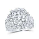 Captivating Brilliance: 10kt White Gold Diamond Cluster Wedding Ring Band Set - Splendid Jewellery