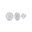 Captivating Brilliance: 10kt White Gold Diamond Wagon Wheel Cluster Earrings - Splendid Jewellery