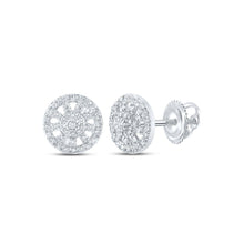 Load image into Gallery viewer, Captivating Brilliance: 10kt White Gold Diamond Wagon Wheel Cluster Earrings - Splendid Jewellery
