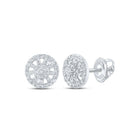 Captivating Brilliance: 10kt White Gold Diamond Wagon Wheel Cluster Earrings - Splendid Jewellery