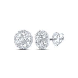 Captivating Brilliance: 10kt White Gold Diamond Wagon Wheel Cluster Earrings - Splendid Jewellery