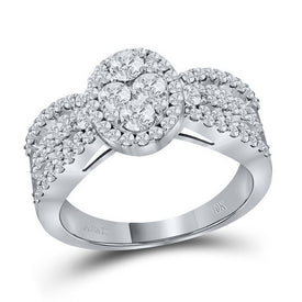 Captivating Brilliance: 10kt White Gold Oval Diamond Cluster Wedding Ring - Alternate view 1 from Splendid Jewellery