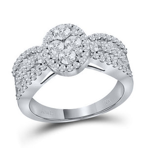 Captivating Brilliance: 10kt White Gold Oval Diamond Cluster Wedding Ring - Splendid Jewellery