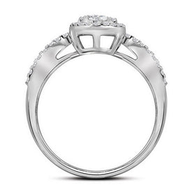 Captivating Brilliance: 10kt White Gold Oval Diamond Cluster Wedding Ring - Alternate view 2 from Splendid Jewellery