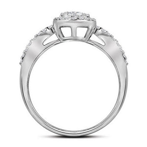 Captivating Brilliance: 10kt White Gold Oval Diamond Cluster Wedding Ring - Splendid Jewellery