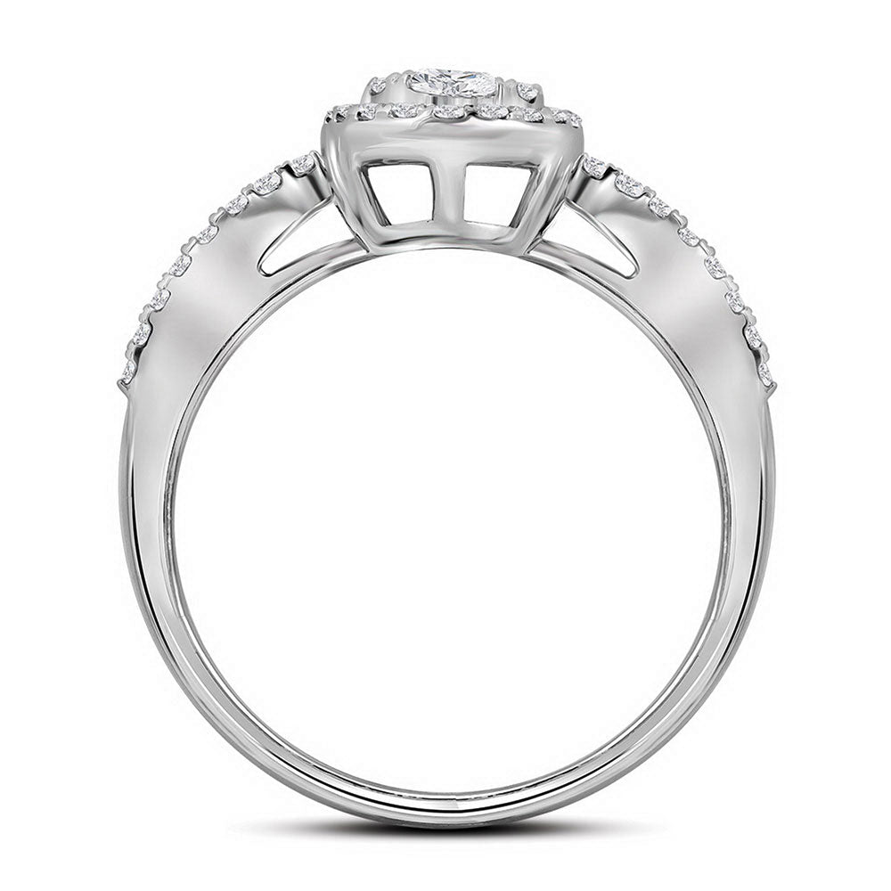 Captivating Brilliance: 10kt White Gold Oval Diamond Cluster Wedding Ring - Splendid Jewellery