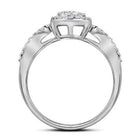 Captivating Brilliance: 10kt White Gold Oval Diamond Cluster Wedding Ring - Splendid Jewellery