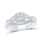 Captivating Brilliance: 10kt White Gold Princess Diamond Square Bridal Wedding Ring Band Set 1/2 Cttw - Splendid Jewellery