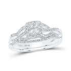 Captivating Brilliance: 10kt White Gold Princess Diamond Square Bridal Wedding Ring Band Set 1/2 Cttw - Splendid Jewellery