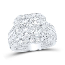 Load image into Gallery viewer, Captivating Brilliance: 10kt White Gold Princess Diamond Square Ring 3 - 1/5 Cttw - Splendid Jewellery
